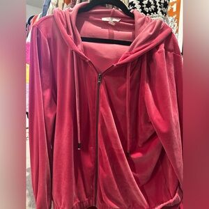 Cable & Gauge Women's Pink velour Hooded Jacket